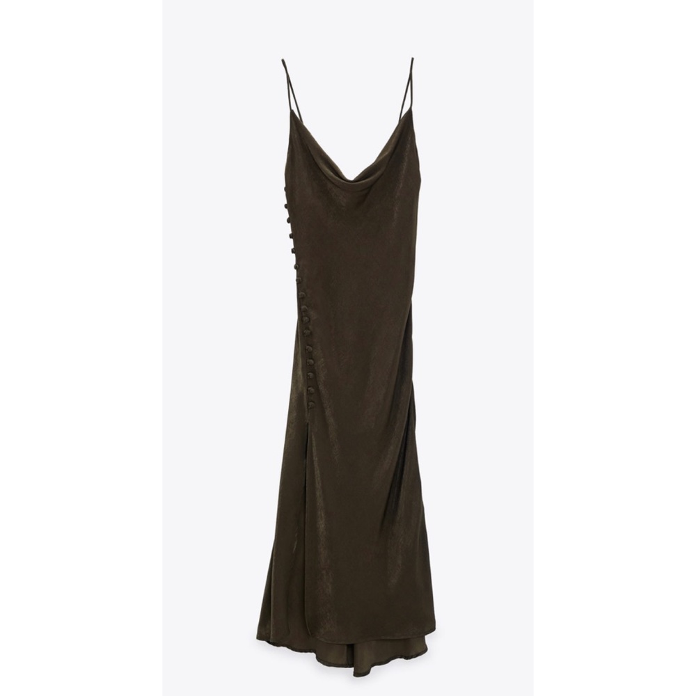 NWOT Zara Lingerie Style Dress in Dark Khaki
